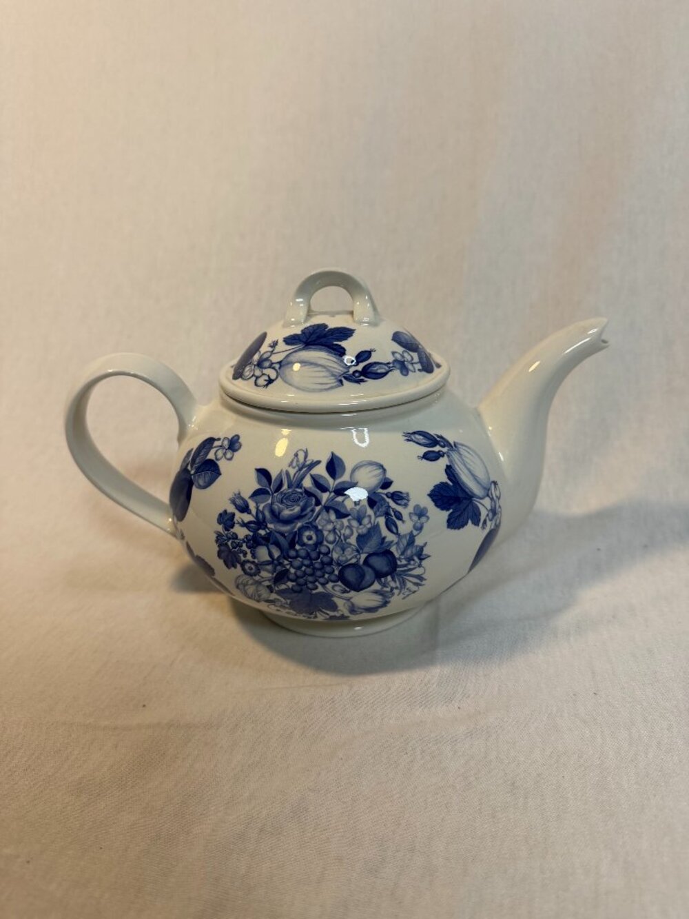Portmeirion Stoke on Trent Teapot Angharad Menna Blue Floral England